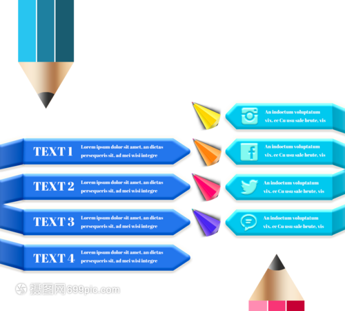 藍色商務信息鉛筆信息圖 提升商務信息咨詢效率的視覺工具